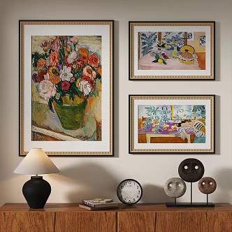European classical French retro oil painting decorative painting 3d model