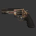 Copper And Black Revolver Featuring Intricate Engravings Mechanical Details Textured Grip And Decorative Design Elements