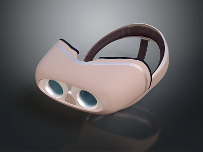 Modern Light Pink VR Headset Design With Blue Lenses And Comfortable Headband 3d model