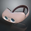 Modern Light Pink VR Headset Design With Blue Lenses And Comfortable Headband
