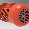 Industrial Red Electric Motor With Metal Housing And Rotating Shaft