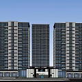 Modern High Rise Residential Buildings With Glass Curtain Walls And Facade Design