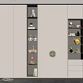 Modern Light Color Wardrobe with Open Shelves Decorative Toys Plants Books and Drawers