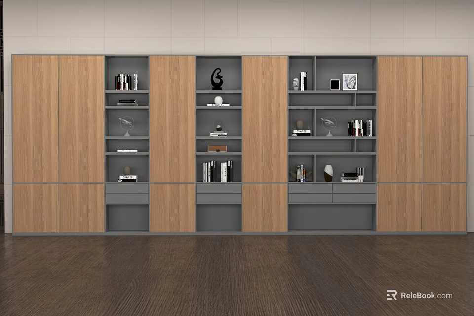 Modern Wooden Entryway Side Cabinet With Storage Shelves And Decorative Design 3d model 
