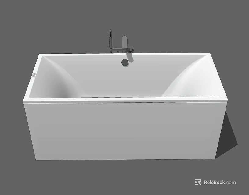 Modern White Freestanding Bathtub With Sleek Design And Chrome Faucet 3d model 