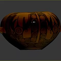 Traditional Orange Handcrafted Pottery with Intricate Black Patterns and Round Opening