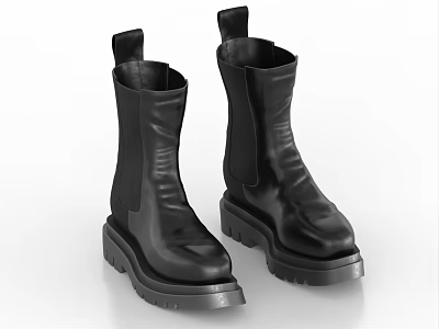 Stylish Black Leather Chelsea Boots With Thick Sole And Smooth Modern Design 3d model