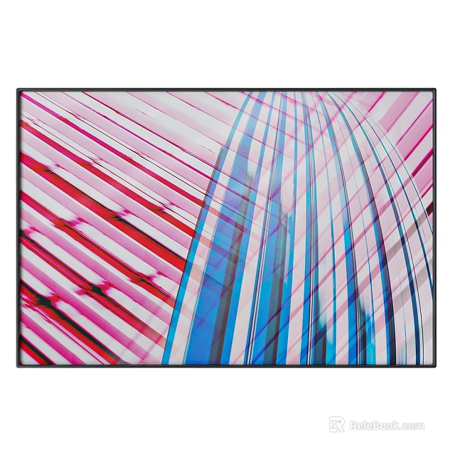 Modern Abstract Painting Featuring Colorful Striped Lines In Pink Red Blue And White 3d model 