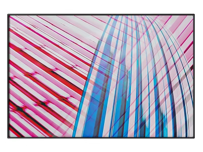 Modern Abstract Painting Featuring Colorful Striped Lines In Pink Red Blue And White 3d model