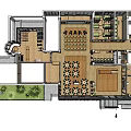 Detailed Isometric Architectural Floor Plan With Room Layout Stairs And Courtyard Areas