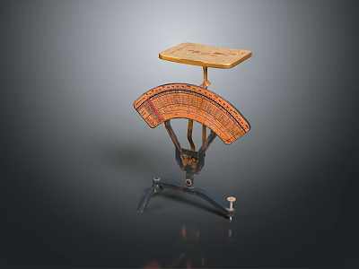 Vintage Decorative Wooden Folding Scaled Stand With Small Table Top And Metal Base 3d model