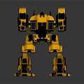 Detailed Yellow Humanoid Mechanical Character With Robotic Structure And Components 3d model
