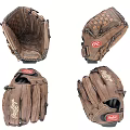High Quality Brown Leather Baseball Gloves With Rawlings Logo From Various Angles