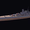 Gray Warship With Detailed Deck Turret Mast And Hull Structure Side View
