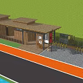 Traditional Wooden Post Station Exterior With Roof Windows And Roadside Grass