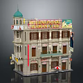 Multi story Residential Building Featuring International Naman Club Sign Green Dome And Windows
