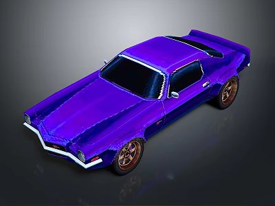 Purple Vintage Muscle Car With Sleek Body Design Bronze Wheels And Black Roof 3d model