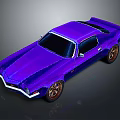 Purple Vintage Muscle Car With Sleek Body Design Bronze Wheels And Black Roof
