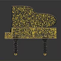 Luxurious Golden Grand Piano Decorated with Sparkling Art Materials and Intricate Black Keys