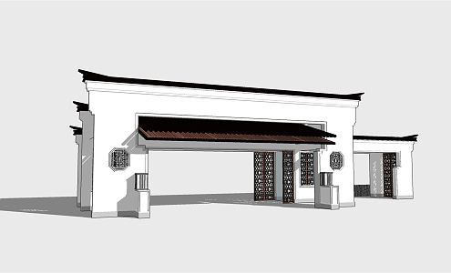 New Chinese-style Gate Community Gate Entrance Booth 3d model