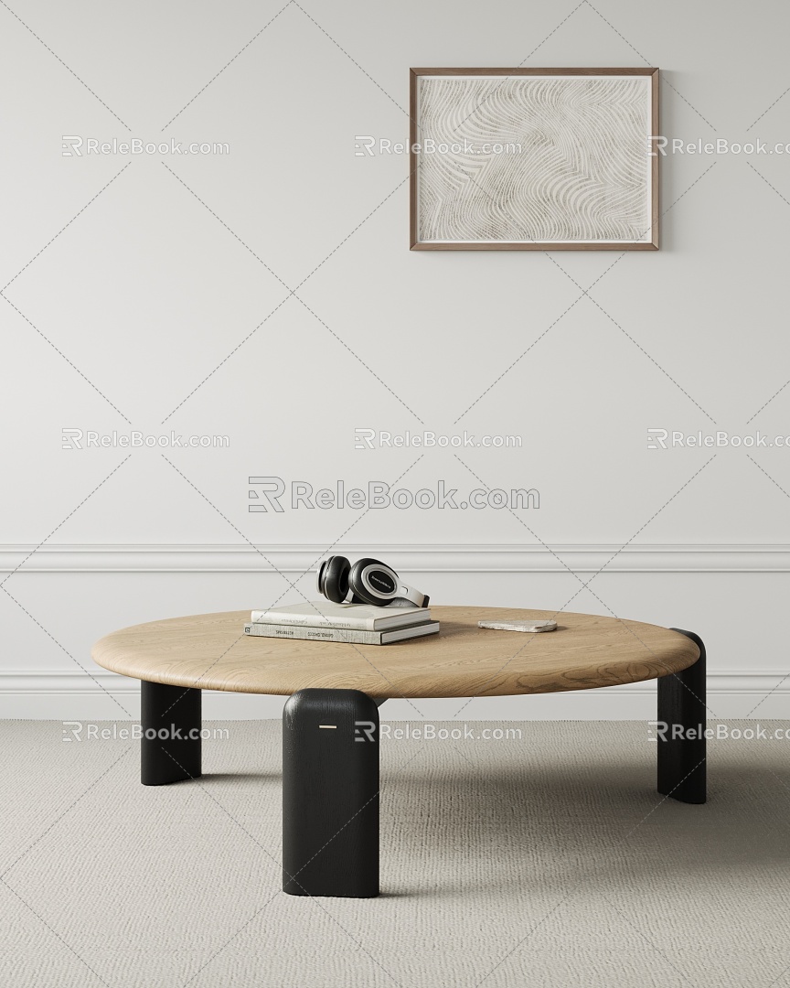 Modern Coffee Table Italian Style Simple Full Solid Wood Round Coffee Table 3d model