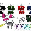 Assorted Office Supplies With Colored Binder Clips Paper Clips And Brome Box