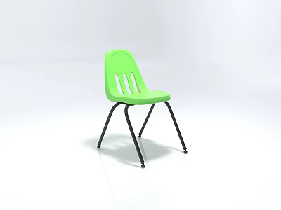 Green Plastic Single Chair with Black Metal Legs for Modern Home Use 3d model