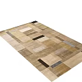 Modern Square Carpet With Patchwork Design In Beige Brown And Neutral Tones For Living Room