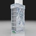 White Multi Layer Display Shelf With Green Product Boxes And Retail Storage 3d model