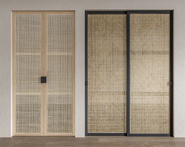 Japanese-style sliding door rattan sliding door 3d model