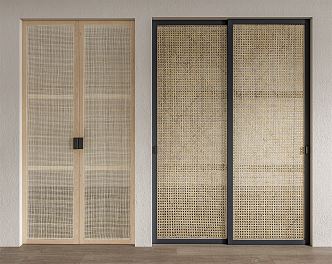 Japanese-style sliding door rattan sliding door 3d model