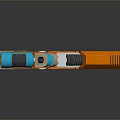 Colorful Orange And Blue Toy Gun With Modern Design Grip And Cylindrical Top