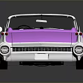 Vintage Purple Convertible Car With Open Top And Black Interior Design