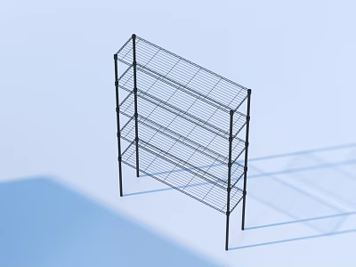 Sturdy Black Metal Wire Shelf Multi Tier Storage Organizer for Home 3d model