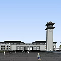 Modern School Campus Architecture Featuring Football Field Clock Tower And Classroom Buildings