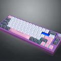 Modern Custom Color Keyboard With Purple Pink White Gray Accents And Blue Backlight
