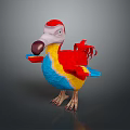 Plush Colorful Bird Toy Red Head Yellow Body Blue Tail Large Beak Standing Pose