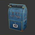 Traditional Blue U.S. Mailbox With Pull Down Door For Letters Delivery