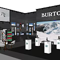 BURTON Snowboarding Exhibition Booth With Large Screen Snow Mountain Snowboarder Display Shelves And Gear