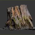 Wooden Stone Tree Stump Sculpture With Natural Texture And Square Base