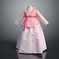 Traditional Pink Hanbok Dress With Long Sleeves And Decorative Sash