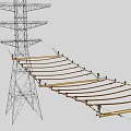 Modern Electric Vehicle Charging Station with Power Tower and High Voltage Lines