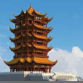 Traditional Chinese Ancient Architecture Multi Layered Pagoda With Yellow Roofs Overhanging Eaves White Base