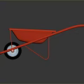 Red Utility Wheelbarrow With Metal Frame For Outdoor Garden And Construction