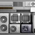 Various Air Conditioner Fans And Units With Different Grille Designs