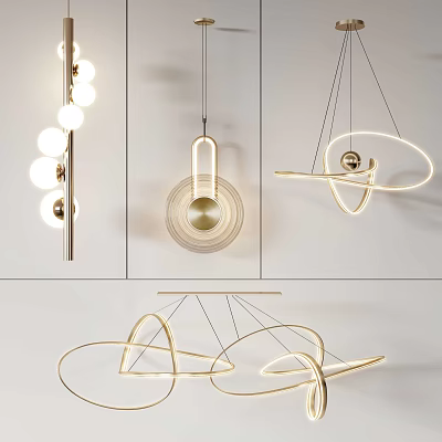 Modern Geometric Chandeliers with Sleek Designs for Interior Lighting Decor 3d model