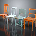 Vintage Wooden Leisure Chairs with Colorful Tones and Simple Backrest Design
