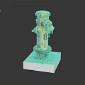 Building Exterior Rusted Fire Hydrant With Chain Number 8 And White Base