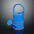 Vintage Blue Watering Can With Rustic Design And Rust Accents For Home Use