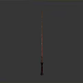 Sculptural Carving Red Curved Blade With Wooden Handle And Intricate Patterns